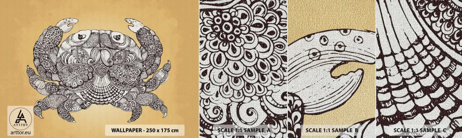 Fototapeta Próbka Premium Canvas - Opowieści Pana Kraba - Krab, Zwierzęta, Rysunek - 100x30 cm