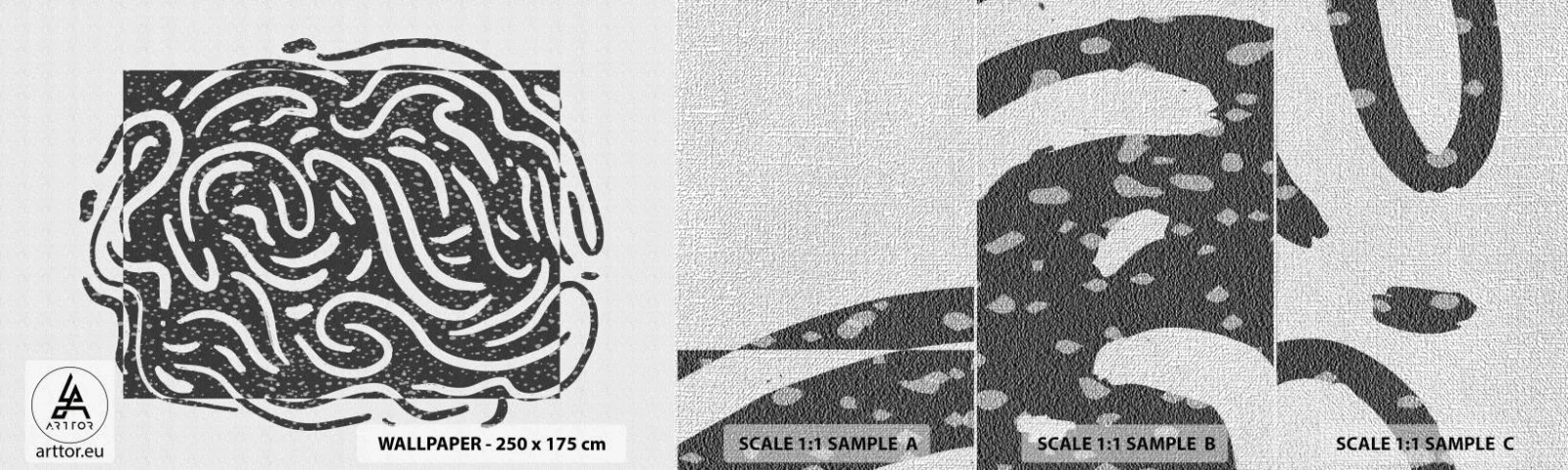 Fototapeta Próbka Premium Canvas - Abstrakcja: taniec radości - Boho, Czarno-Biały, Minimalizm - 100x30 cm