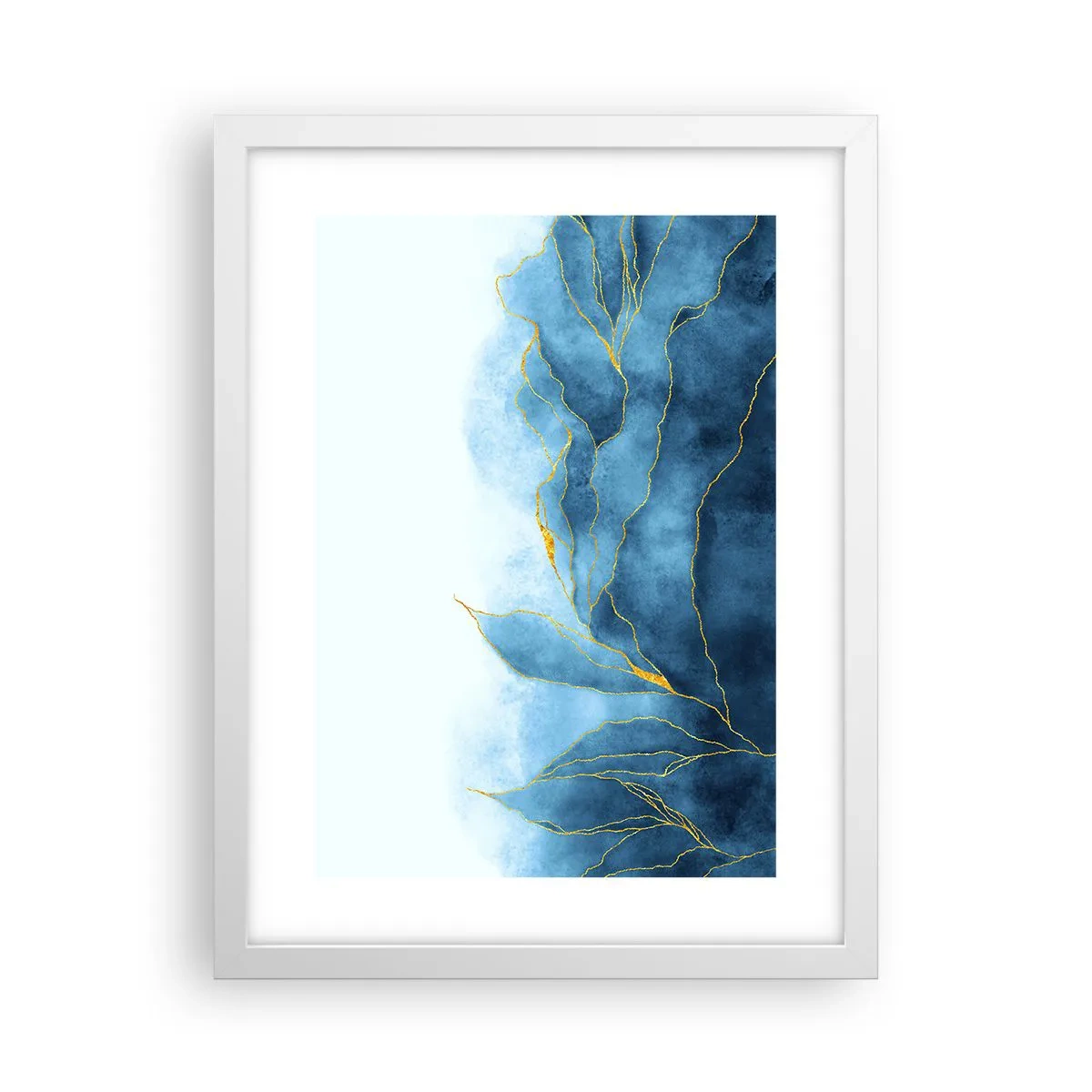 Plakat w białej ramie - Błękit w złocie - 30x40 cm