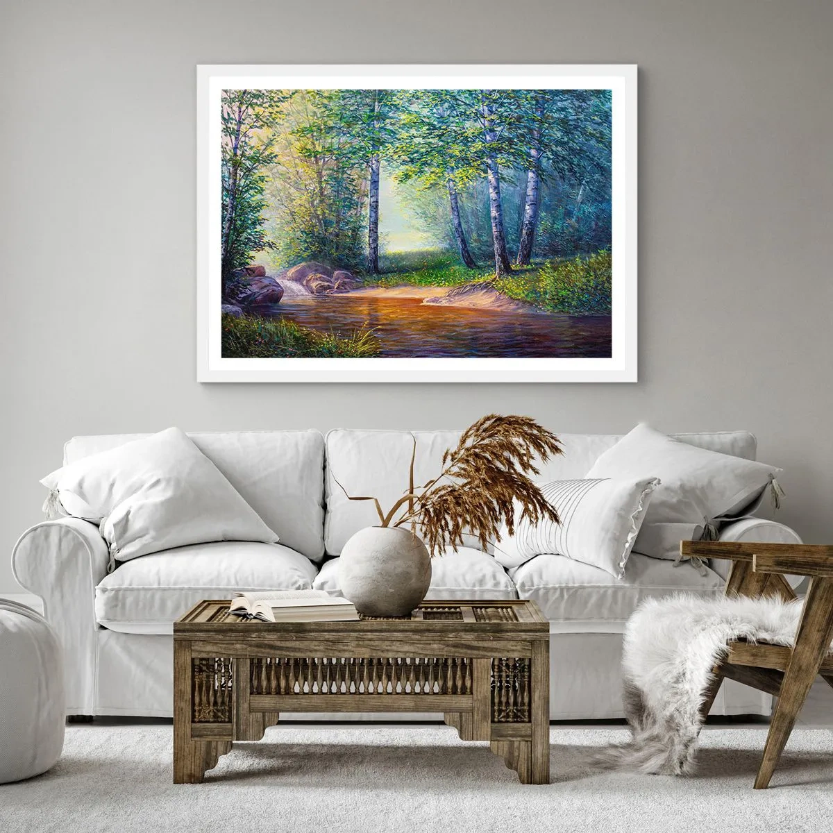 Plakat w białej ramie - Sielankowa sceneria - 30x30 cm