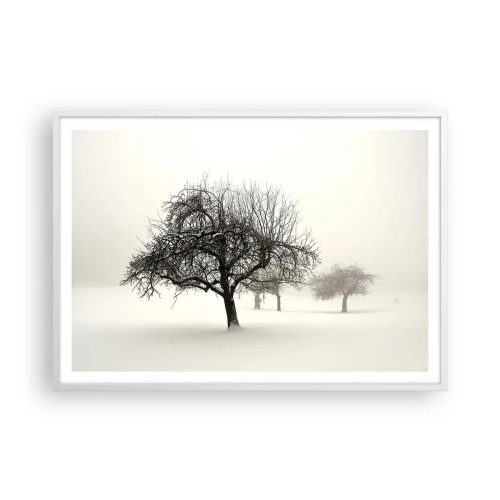 Plakat w białej ramie - Zimowy sen - 100x70 cm