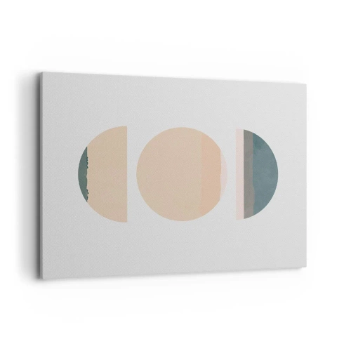 Obraz na płótnie - Abstrakcyjne kształty geometryczne w pastelowych kolorach - 100x70cm - Koło za kołem - Nowoczesna dekoracja ścienna do salonu, kuchni i sypialni ARTTOR