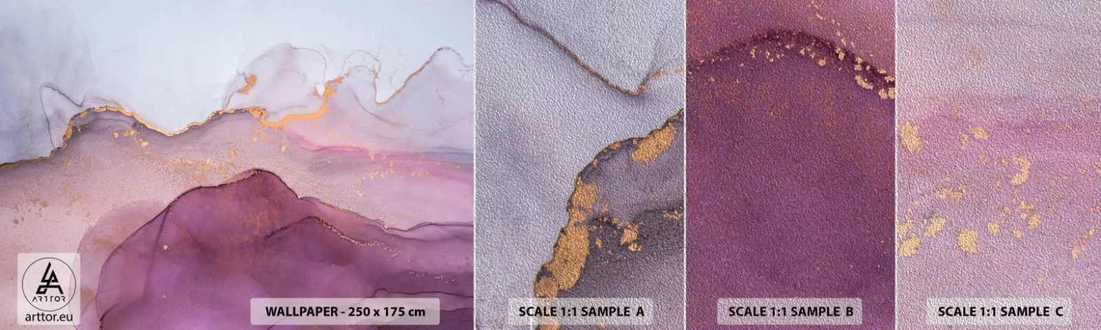 Fototapeta Próbka Premium Sand - Fale lila i fioletu - Abstrakcja, Sztuka, Modern Art. - 100x30 cm