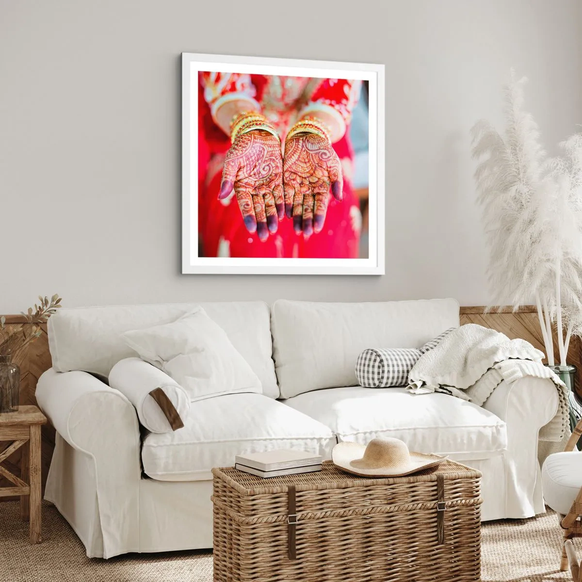 Plakat w białej ramie - Gotowa złapać szczęście - 40x40 cm