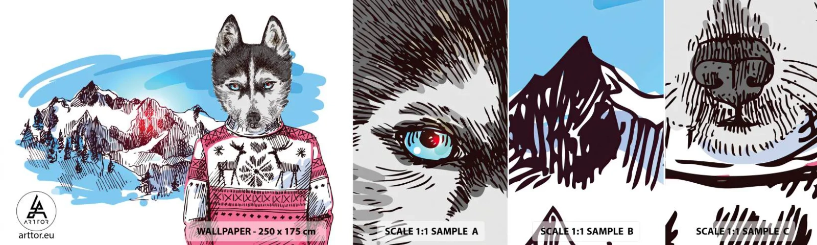 Fototapeta Próbka Samoprzylepna Deluxe Sticker - Wilk w owczej wełnie - Abstrakcja, Wilk, Dla Dzieci - 100x30 cm