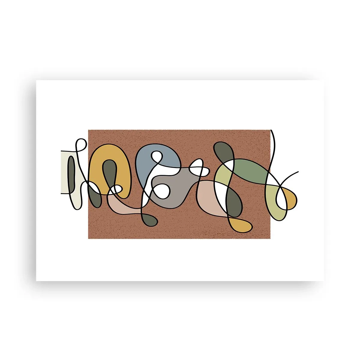 Plakat - Kolorowa abstrakcja z plamami i liniami - 100x70cm - Abstrakcja warta uśmiechu - Nowoczesna dekoracja ścienna do salonu i sypialni ARTTOR