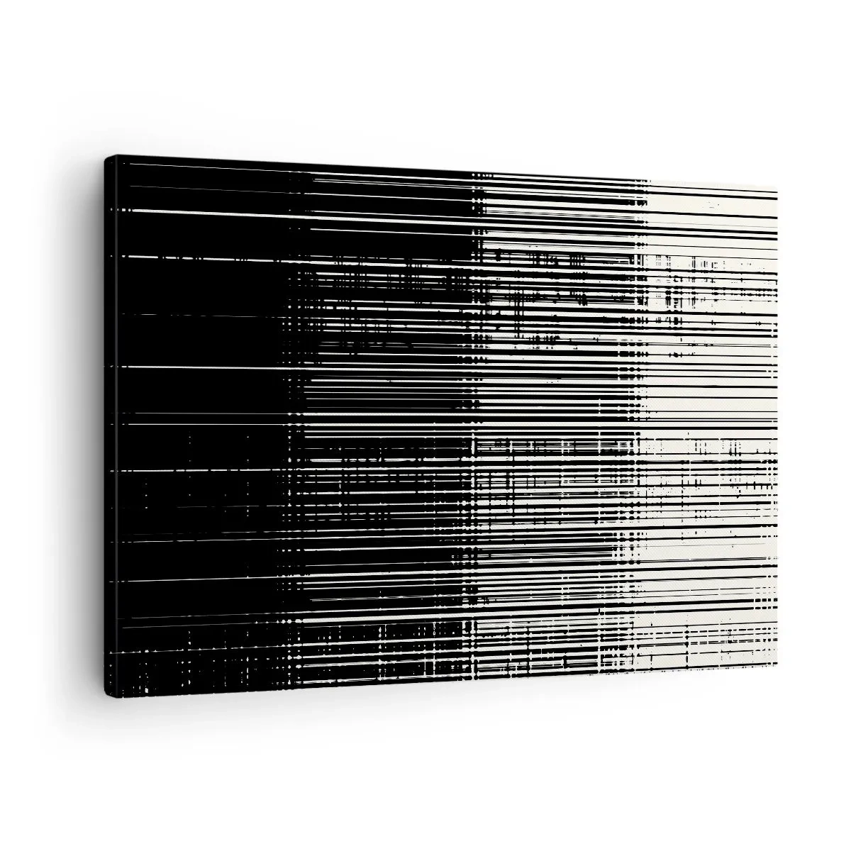 Obraz na płótnie - Abstrakcyjna kompozycja linii w kontrastowej czerni i bieli - 70x50cm - Fale i drgania - Nowoczesna dekoracja ścienna do salonu i sypialni ARTTOR