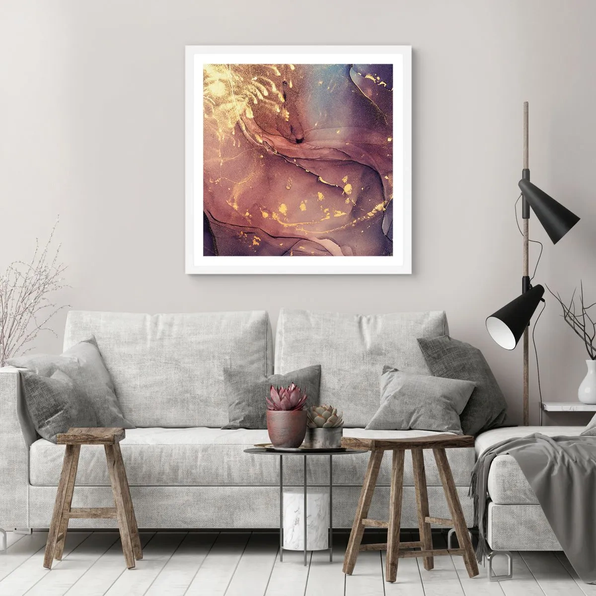 Plakat w białej ramie - Materia i duch - 60x60 cm