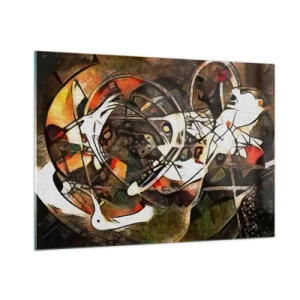 Obraz na szkle - Abstrakcyjny obraz z okręgami i dynamicznymi liniami - 100x70cm - Słyszysz ruch? - Nowoczesna dekoracja ścienna do salonu, kuchni i sypialni ARTTOR