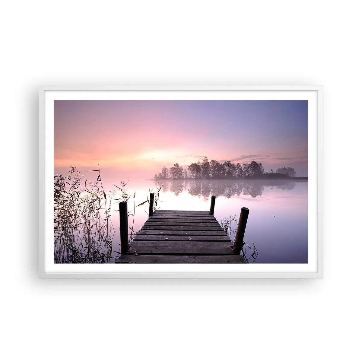 Plakat w białej ramie - Z liliowej mgły... - 91x61 cm