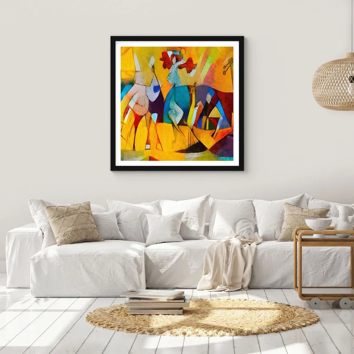 Plakat w czarnej ramie - Słońce - życie - radość - 40x40 cm