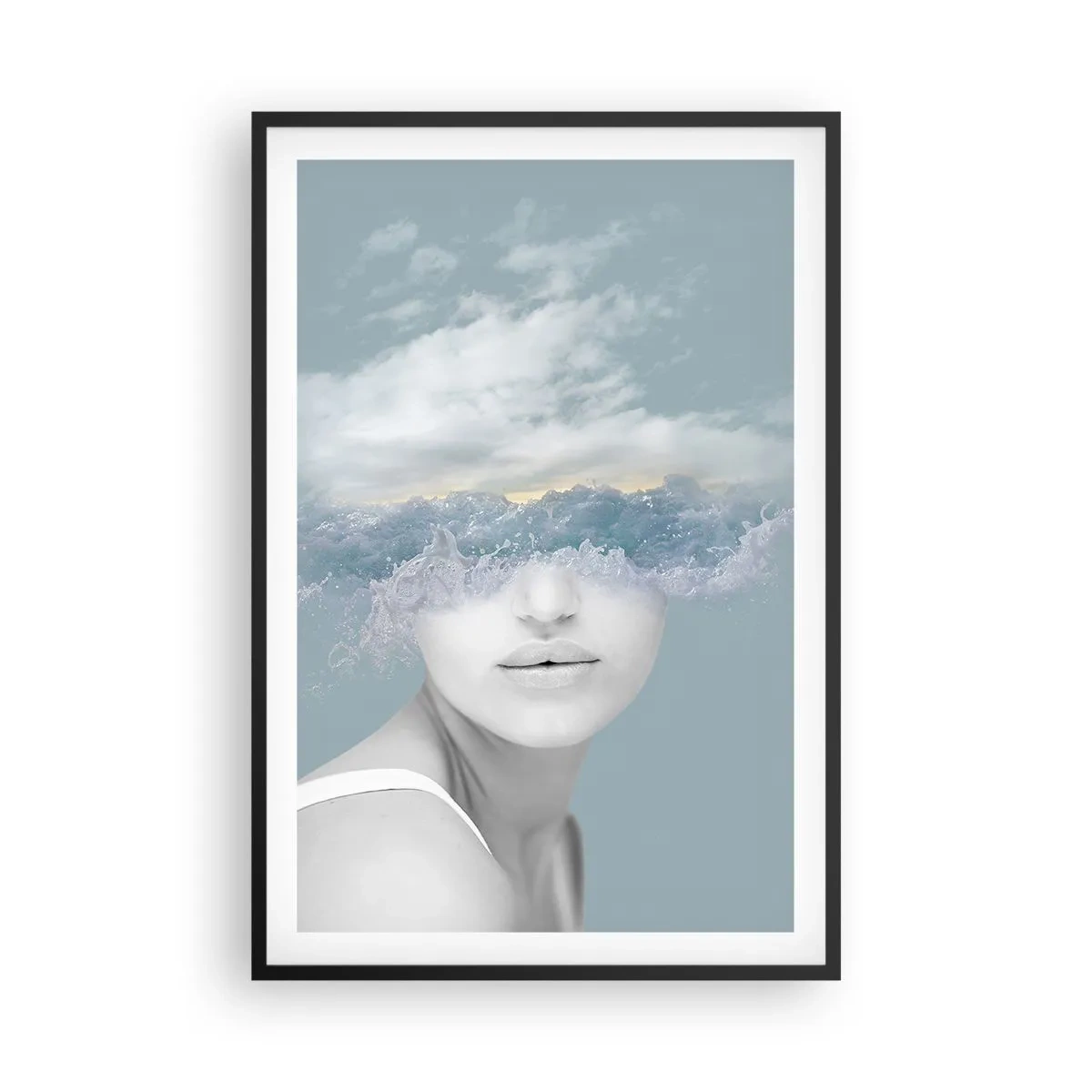 Plakat w czarnej ramie - Z głową w chmurach - 61x91 cm
