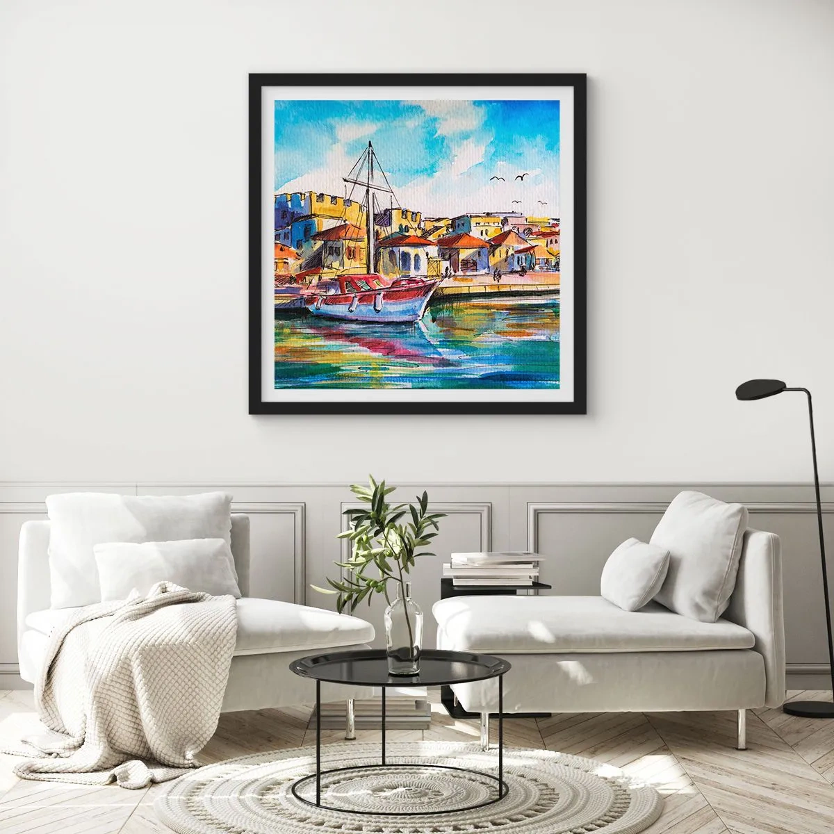 Plakat w czarnej ramie - Tęczowe popołudnie - 30x30 cm