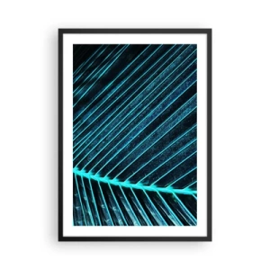 Plakat w czarnej ramie - Abstrakcyjna struktura liścia w neonowych barwach - 50x70cm - Faktura zieleni - Nowoczesna dekoracja ścienna do salonu i sypialni ARTTOR
