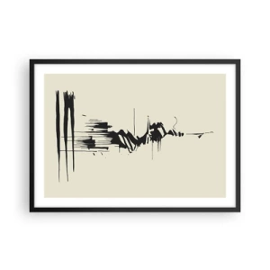 Plakat w czarnej ramie - Minimalistyczna abstrakcja z czarnymi liniami na jasnym tle - 70x50cm - Abstrakcja pośpieszna - Nowoczesna dekoracja ścienna do salonu i sypialni ARTTOR