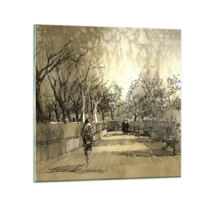 Obraz na szkle - Piórkiem zatrzymana chwila - 40x40 cm