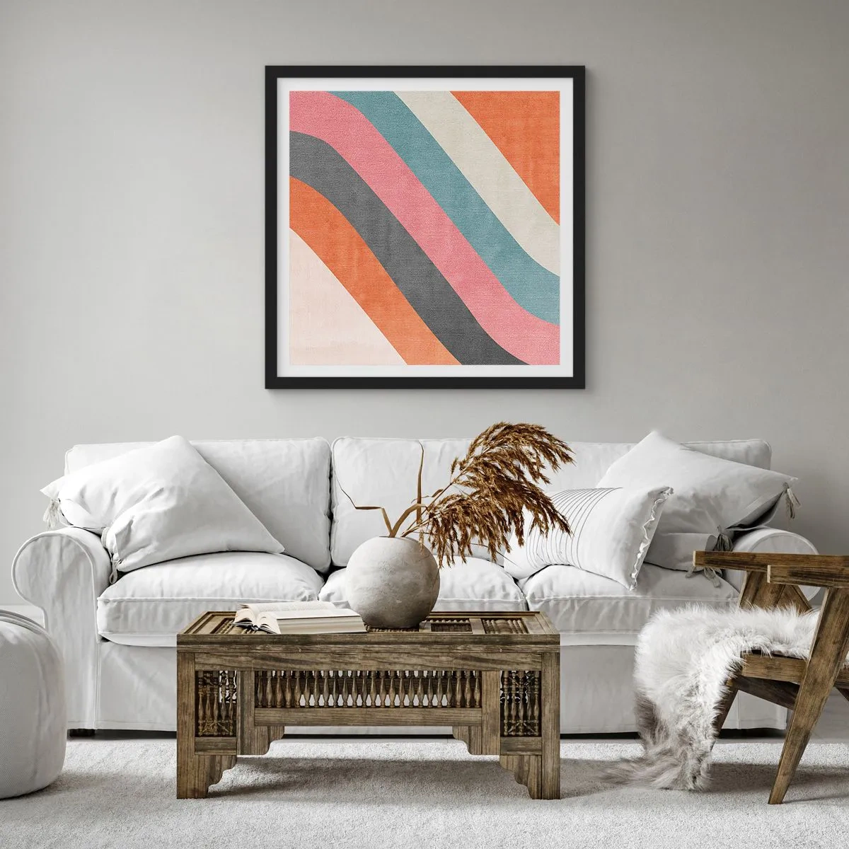 Plakat w czarnej ramie - Kompozycja diagonalna – ruch - 60x60 cm