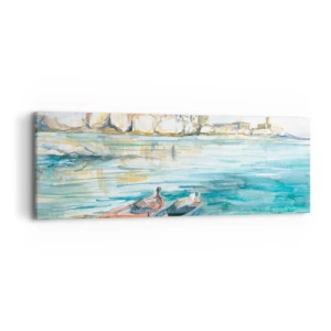 Obraz na płótnie - Pejzaż w lazurze - 90x30 cm