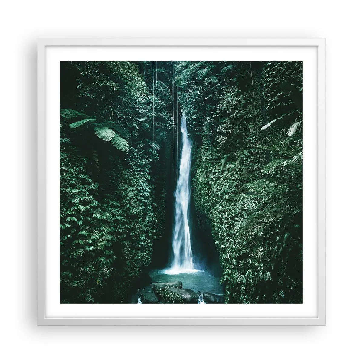 Plakat w białej ramie - Tropikalny zdrój - 60x60 cm