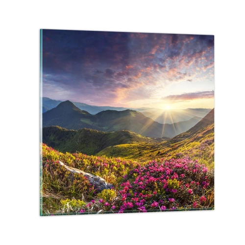 Obraz na szkle - Świeżość górskiego poranka - 30x30 cm
