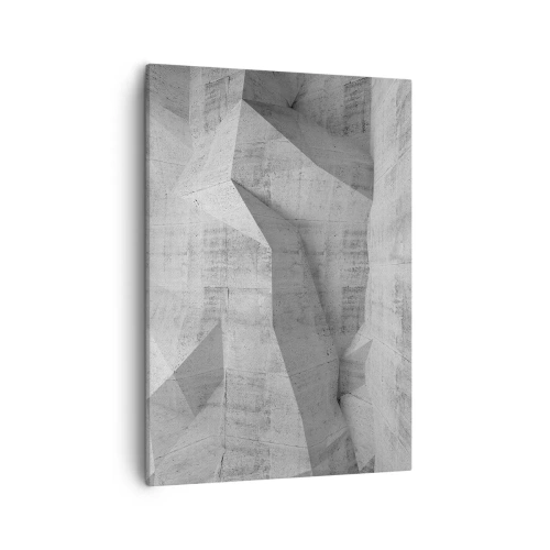 Obraz na płótnie - Geometryczna struktura betonowa w monochromatycznej tonacji - 50x70cm - Prawdziwe wyzwanie - Nowoczesna dekoracja ścienna do salonu, kuchni i sypialni ARTTOR