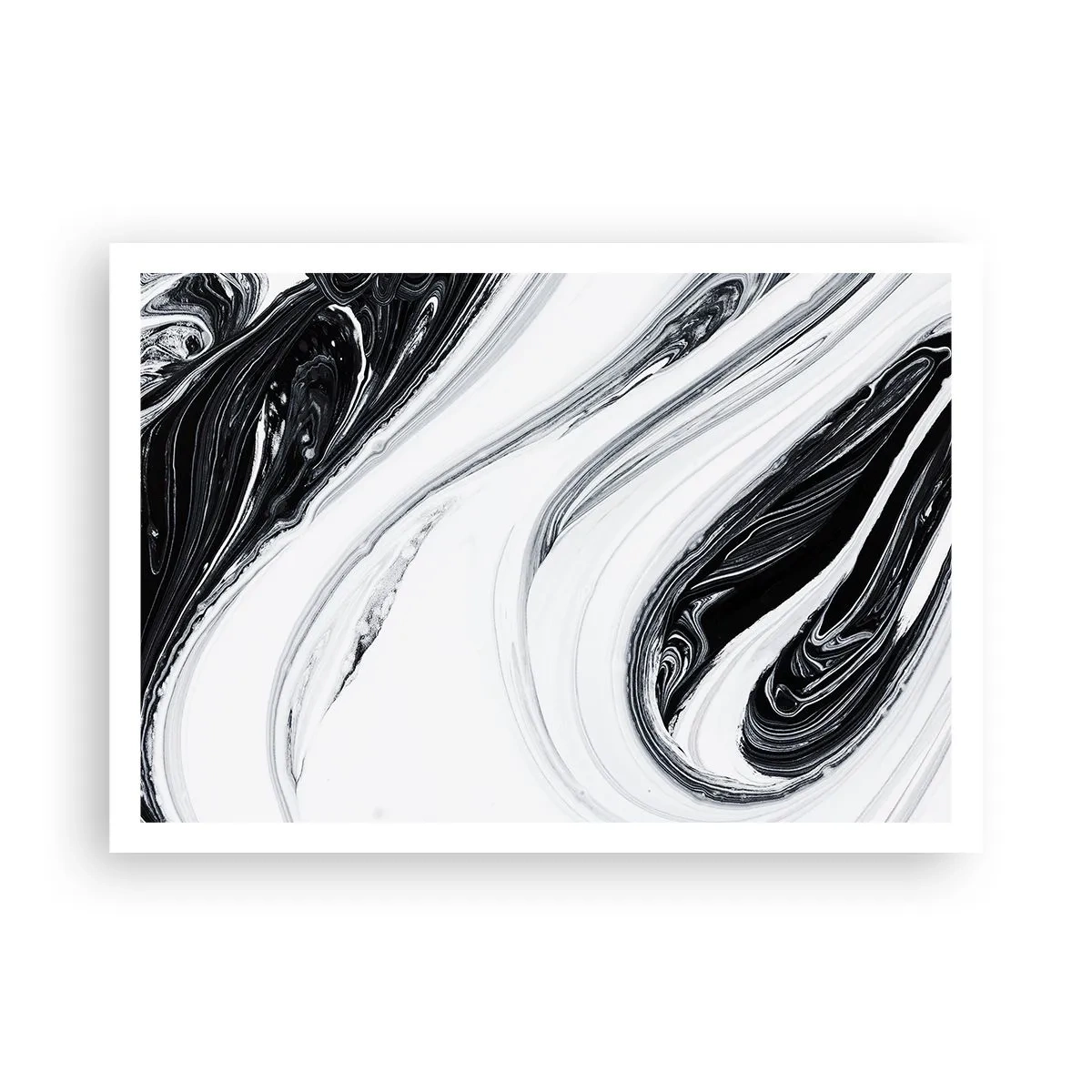 Plakat - Czarno-biała abstrakcja z dynamicznymi liniami i wirami - 100x70cm - Połączenie przeciwieństw - Nowoczesna dekoracja ścienna do salonu i sypialni ARTTOR