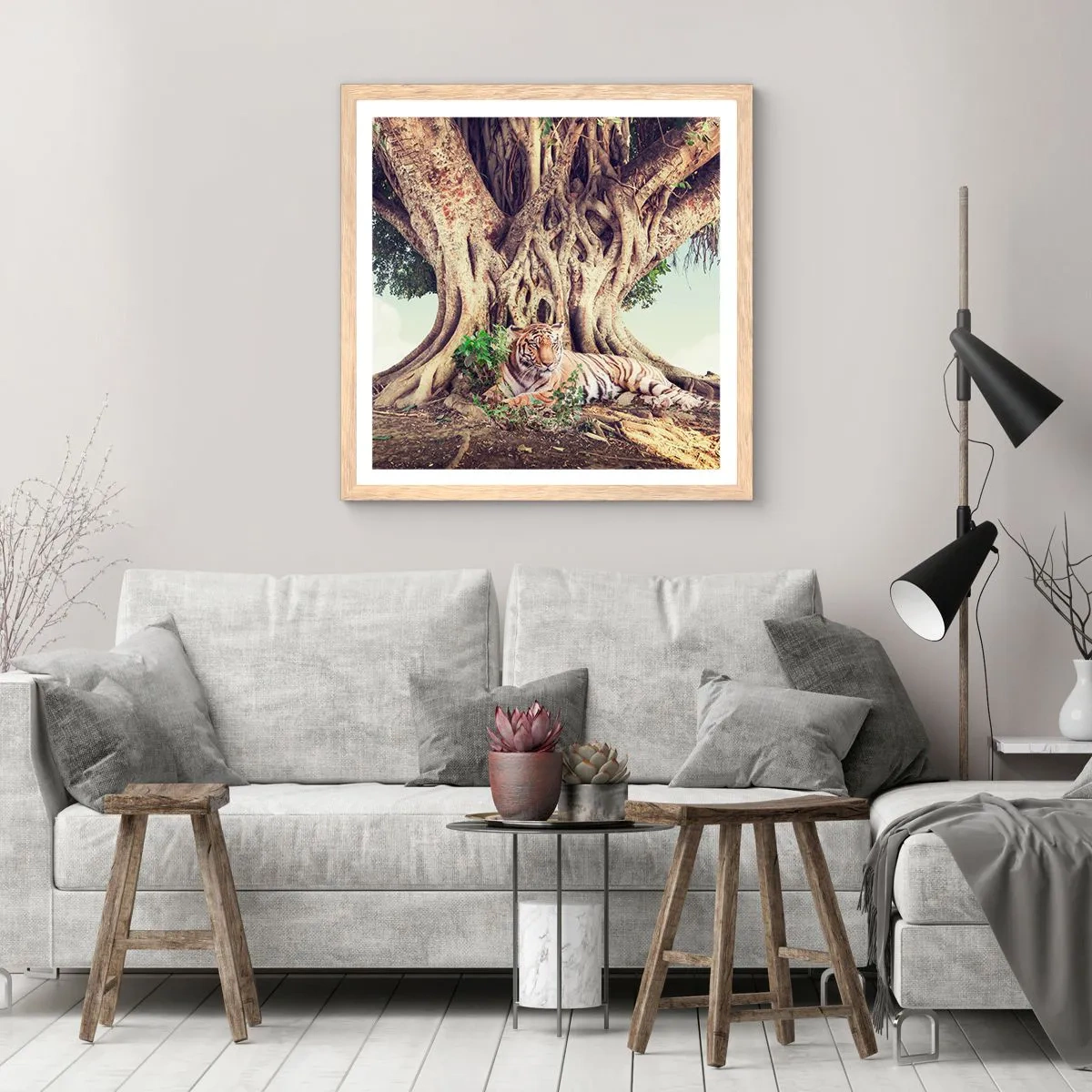 Plakat w ramie jasny dąb - Widok z Księgi Rodzaju - 50x50 cm