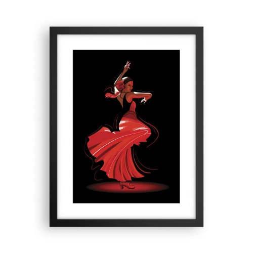 Plakat w czarnej ramie - Ognisty duch flamenco - 30x40 cm