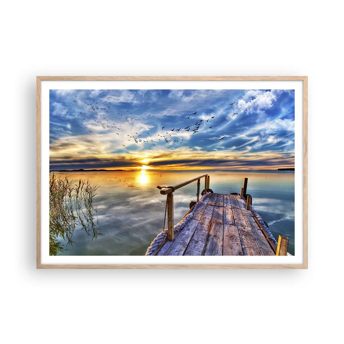 Plakat w ramie jasny dąb - Wiatr idzie na spoczynek - 100x70 cm