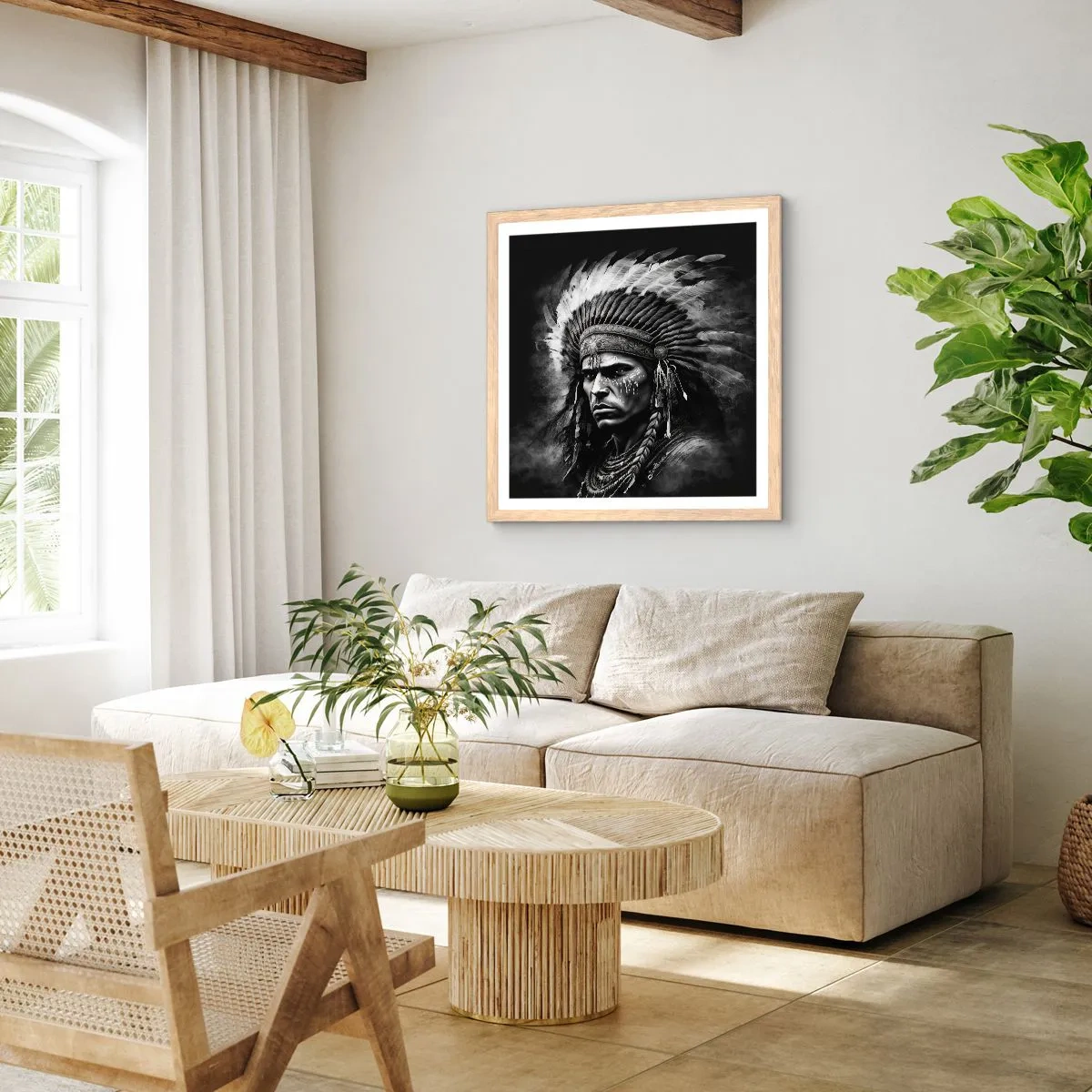 Plakat w ramie jasny dąb - Wódz i wojownik - 60x60 cm