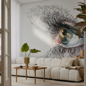 Fototapeta Premium Canvas - Artystyczne oko z żółto-zieloną tęczówką i misternymi detalami - 100x70cm - Zajrzyj wprost do duszy - Nowoczesna dekoracja ścienna do salonu i sypialni ARTTOR