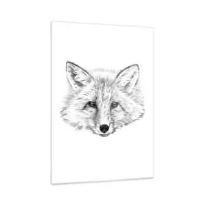 Obraz na szkle - Rysunek głowy lisa na białym tle - 50x70cm - Czy te oczy mogą kłamać? - Nowoczesna dekoracja ścienna do salonu, kuchni i sypialni ARTTOR