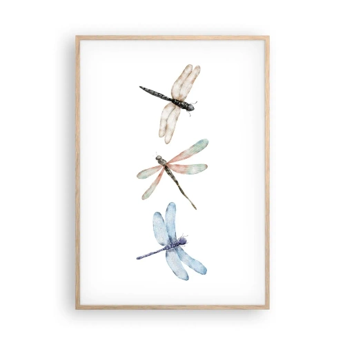 Plakat w ramie jasny dąb - Ważki nieważkie - 70x100 cm