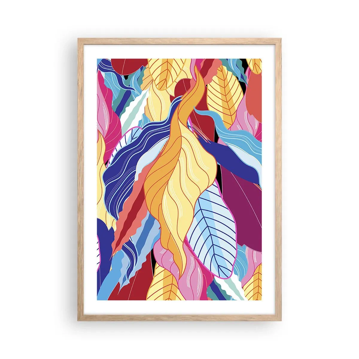 Plakat w ramie jasny dąb - Kolorowy bałagan - 50x70 cm