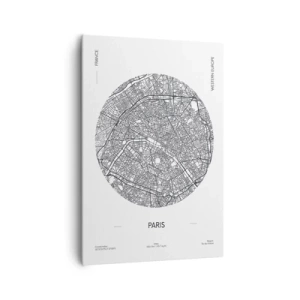 Obraz na płótnie - Mapa Paryża w minimalistycznym stylu - 70x100cm - Anatomia Paryża - Nowoczesna dekoracja ścienna do salonu i sypialni ARTTOR