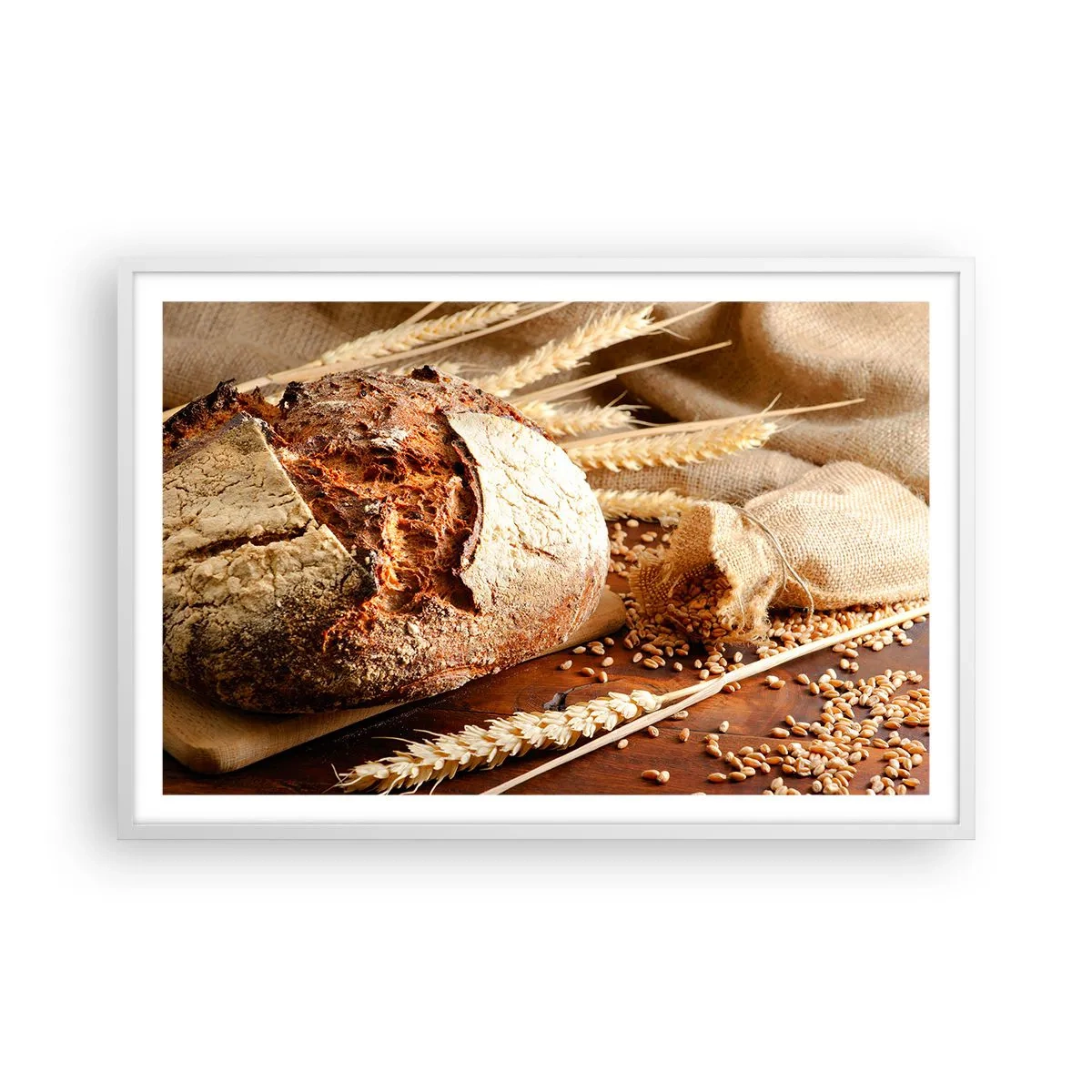 Plakat w białej ramie - Apetyczny, wonny, chrupiący - 91x61 cm