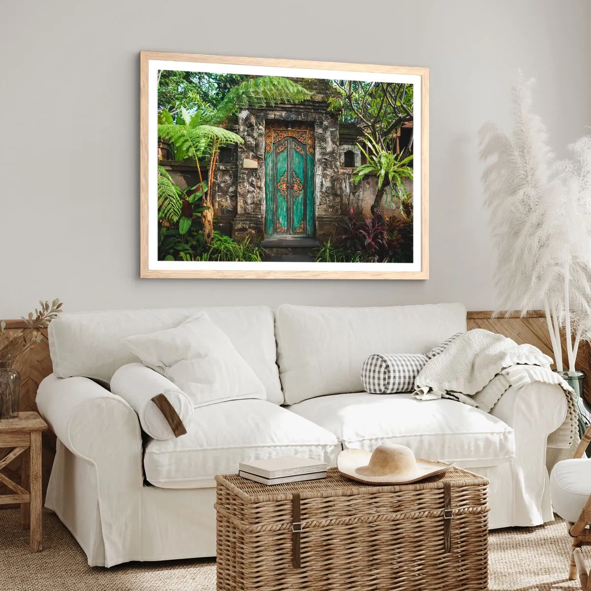 Plakat w ramie jasny dąb - Drzwi do egzotycznego świata - 50x40 cm
