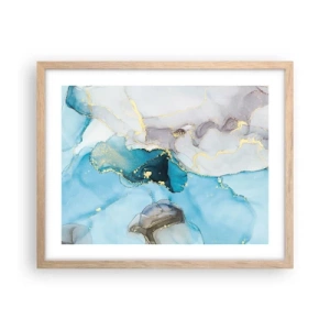 Plakat w ramie jasny dąb - Studium spotkania szarości z turkusem - 50x40 cm