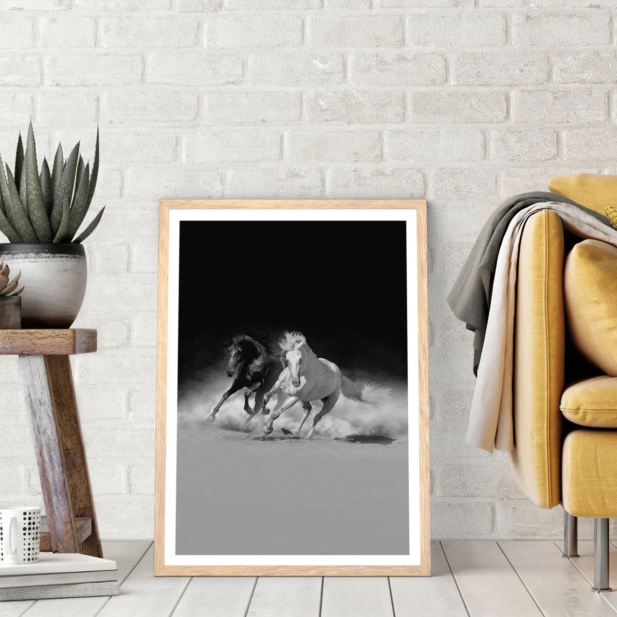 Plakat w ramie jasny dąb - Galop wolności - 70x100 cm