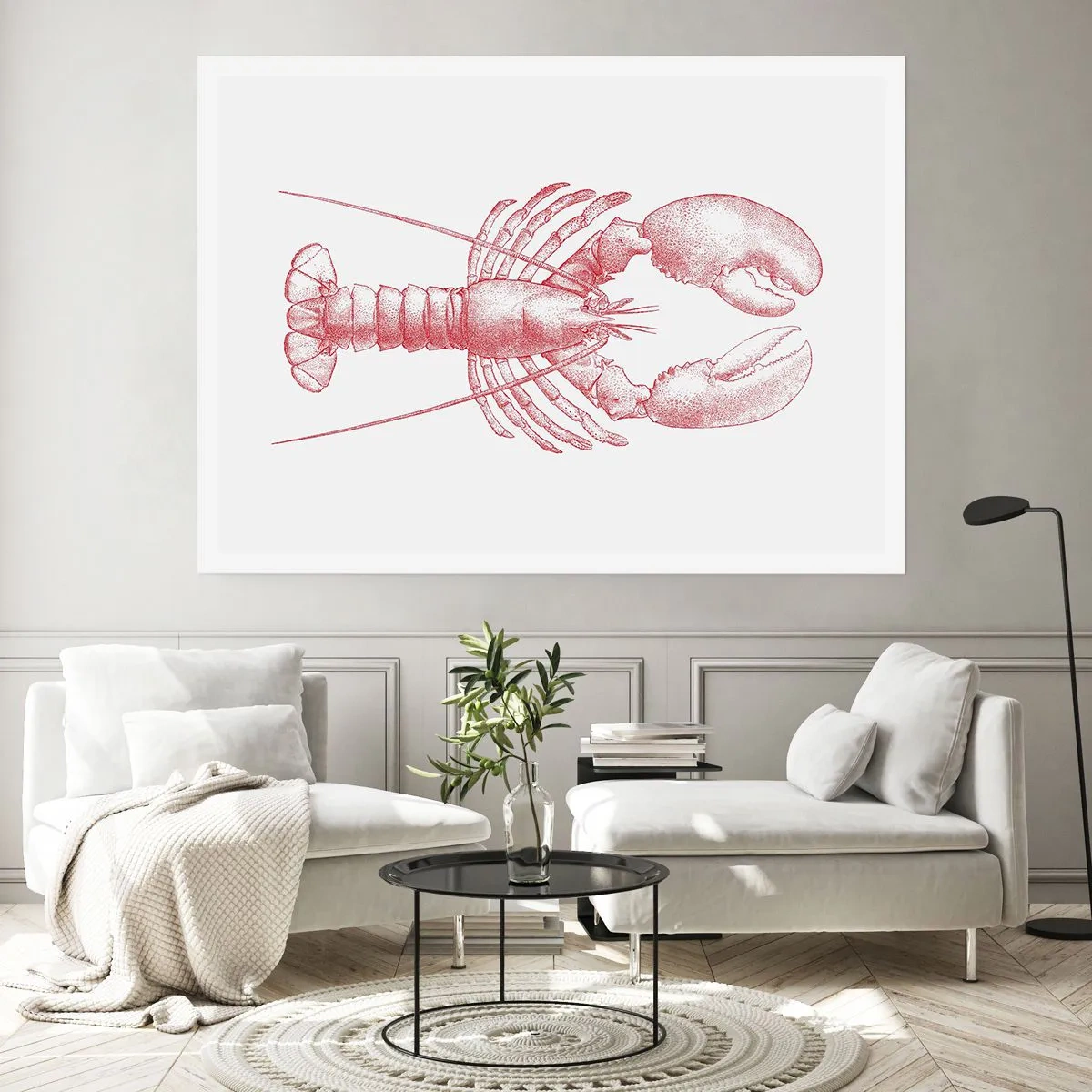 Plakat - Rysunek homara w czerwonym odcieniu - 100x70cm - Homar godny Homera - Nowoczesna dekoracja ścienna do salonu i sypialni ARTTOR