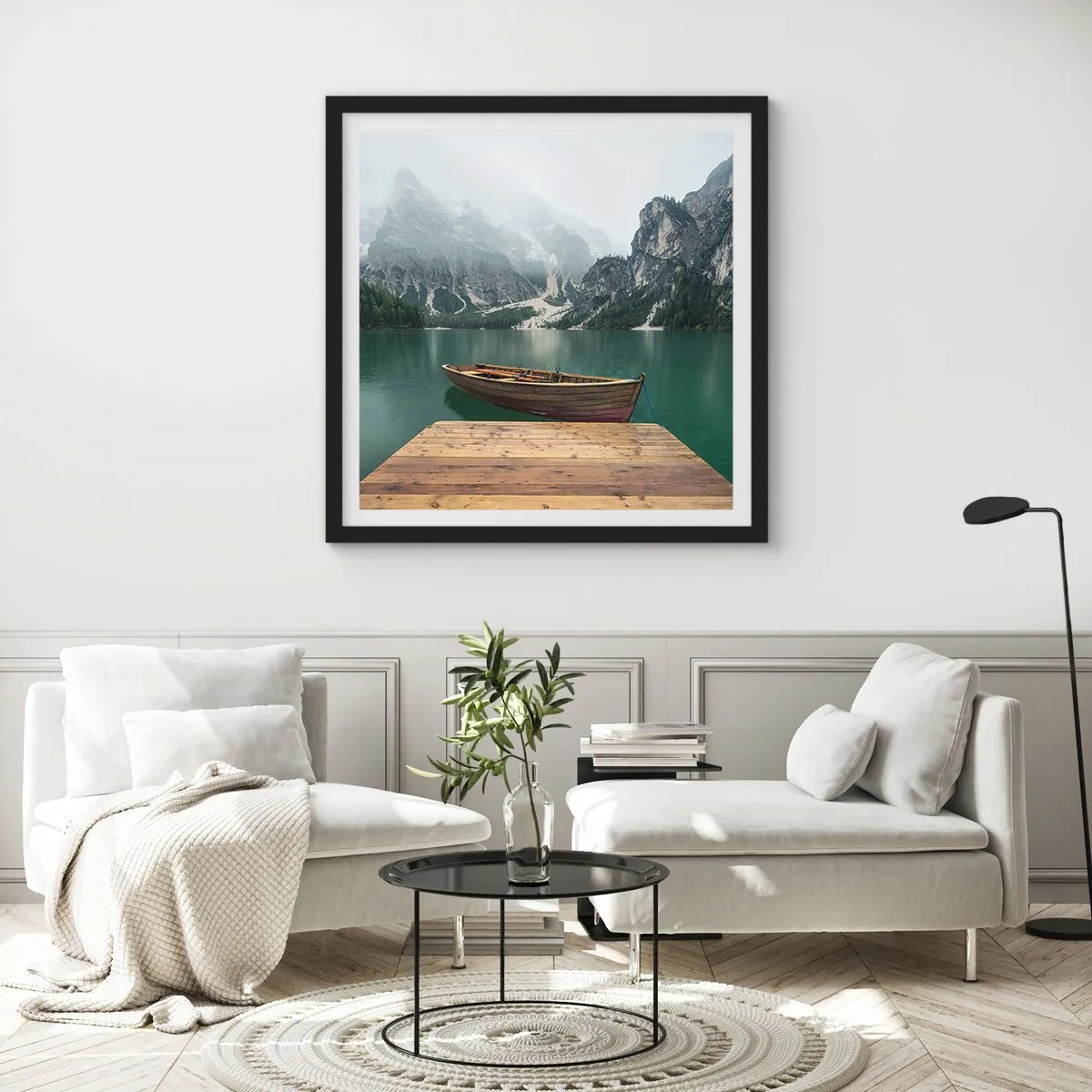 Plakat w czarnej ramie - "I dumne opoki czoła" - 40x40 cm