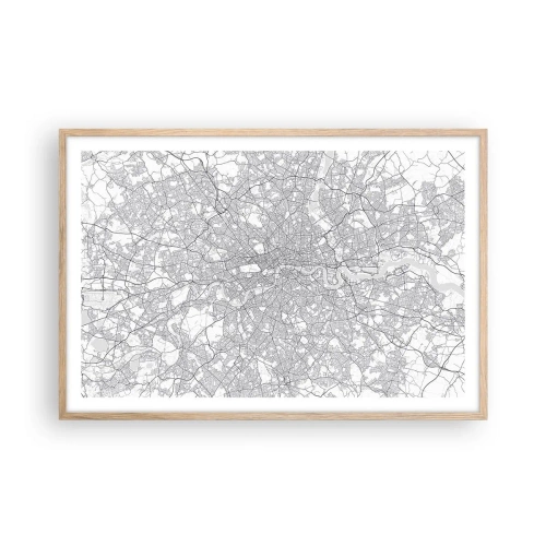 Plakat w ramie jasny dąb - Mapa londyńskiego labiryntu - 91x61 cm