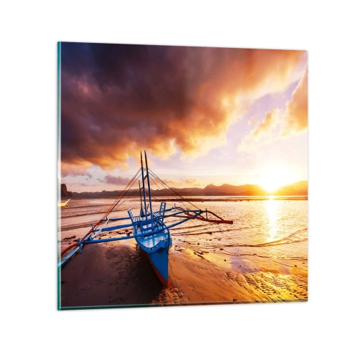 Obraz na szkle - Po całym dniu wyciągnąć się na piasku - 60x60 cm