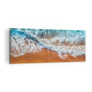 Obraz na płótnie - Widok z lotu ptaka na fale oceanu rozbijające się o brzeg - 120x50cm - Zawsze w parze - Nowoczesna dekoracja ścienna do salonu i sypialni ARTTOR