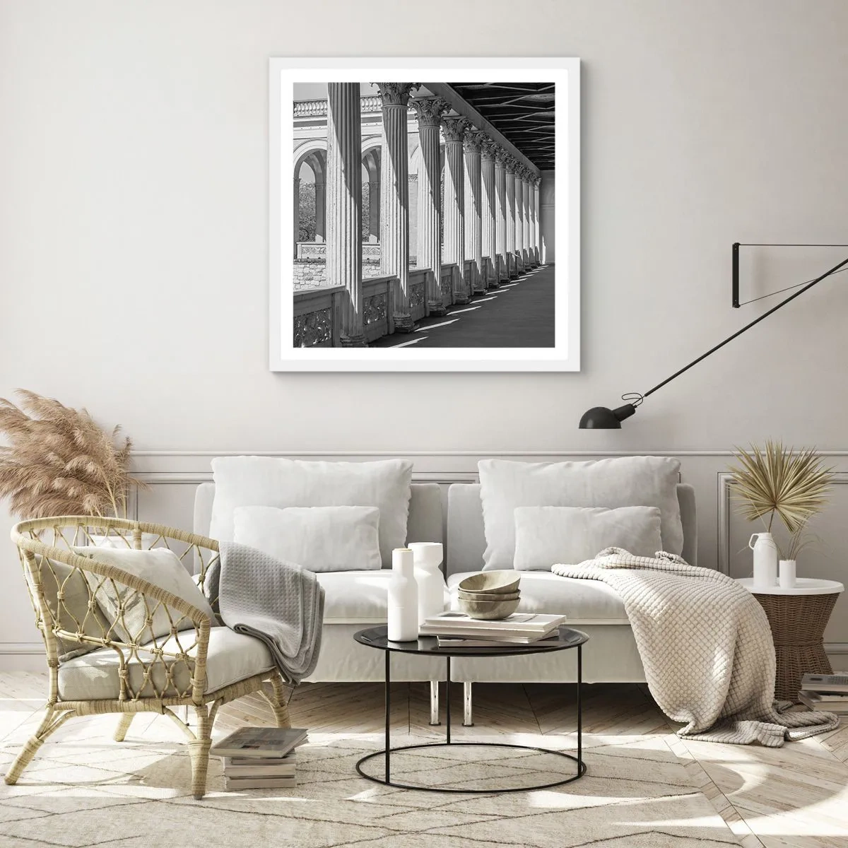 Plakat w białej ramie - Słoneczna arkada - 50x50 cm