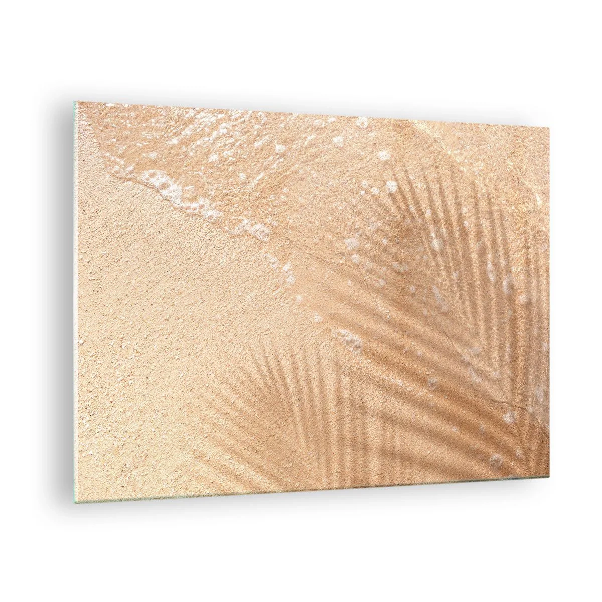 Obraz na szkle - Plaża i cień na piasku - 70x50cm - Cień gorącego lata - Nowoczesna dekoracja ścienna do salonu i sypialni ARTTOR