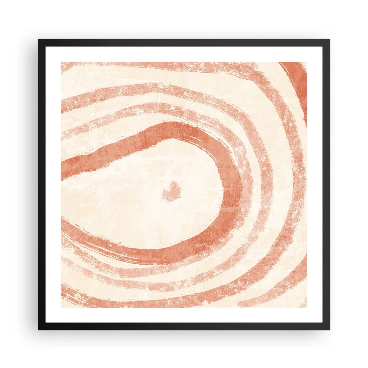 Plakat w czarnej ramie - Koralowe kręgi – kompozycja - 60x60 cm