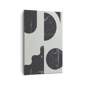 Obraz na płótnie - Geometryczne wzory w odcieniach czerni i szarości - 80x120cm - Kompozycja ponad i pod - Nowoczesna dekoracja ścienna do salonu i sypialni ARTTOR