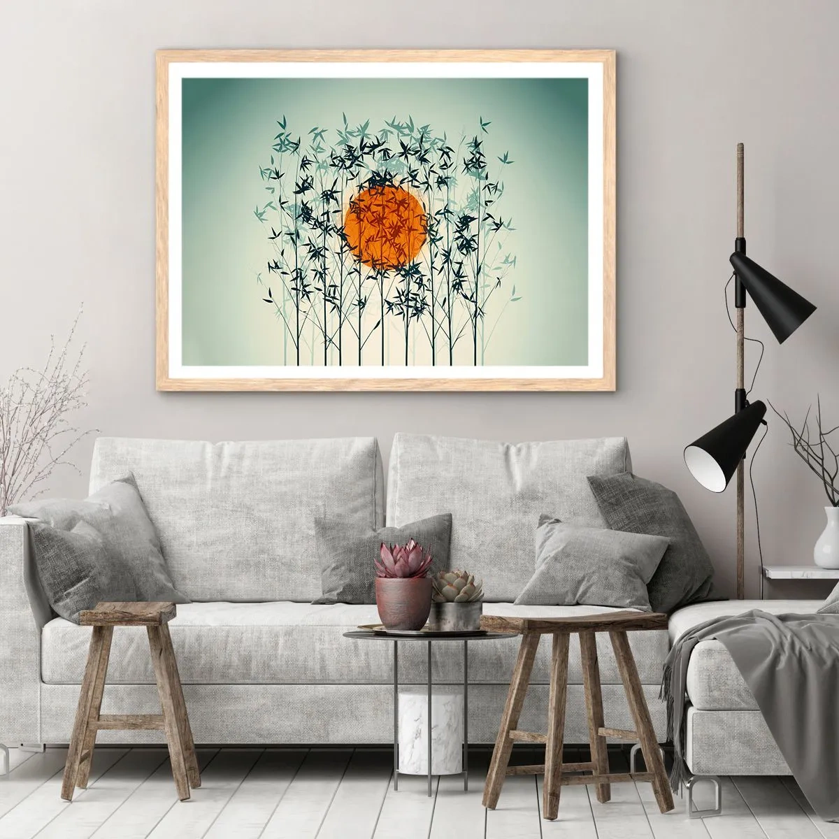 Plakat w ramie jasny dąb - Japońskie słońce - 50x40 cm