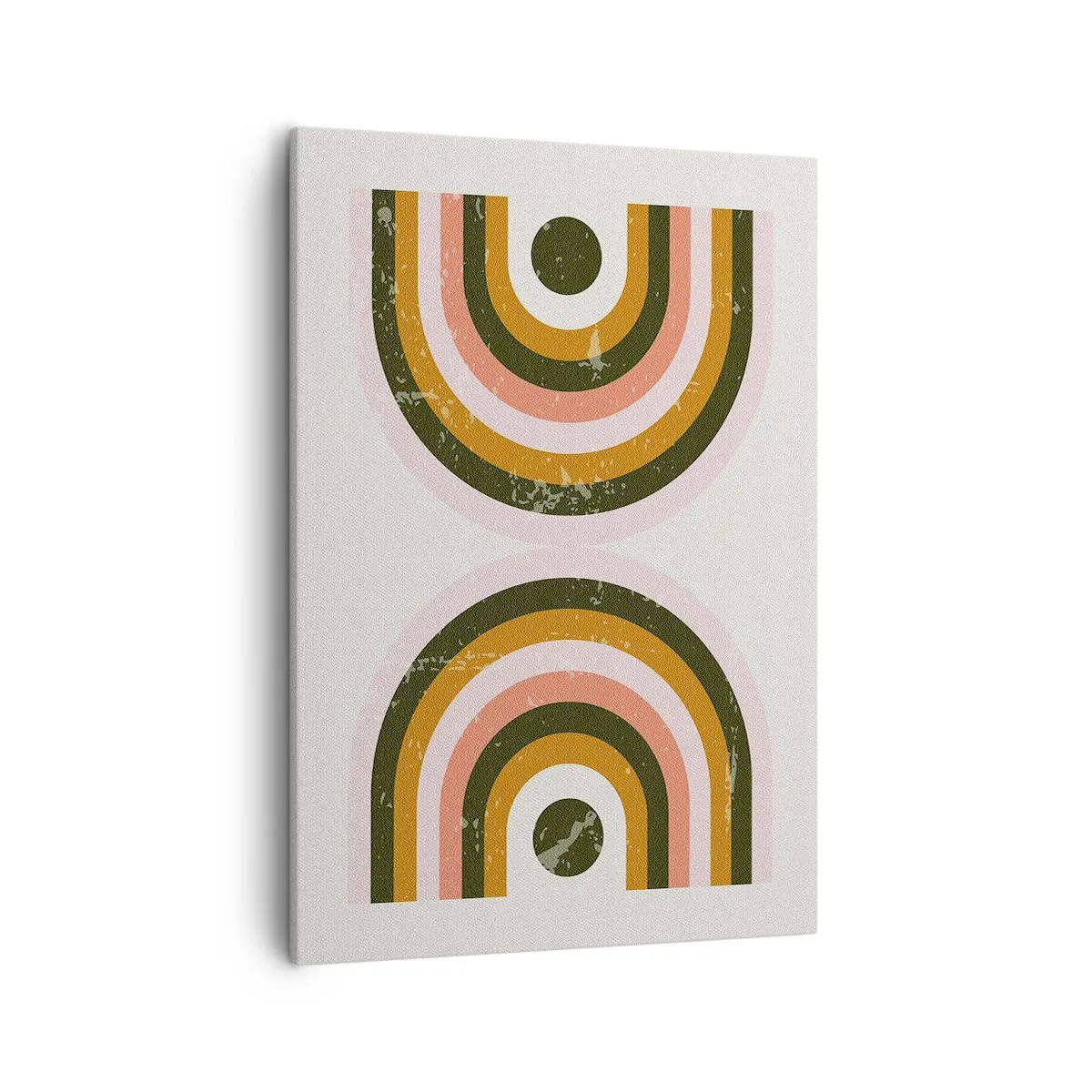 Obraz na płótnie - Symetryczna abstrakcja geometryczna w odcieniach ziemistych i pastelowych - 50x70cm - Abstrakcja bliźniacza - Nowoczesna dekoracja ścienna do salonu, kuchni i sypialni ARTTOR